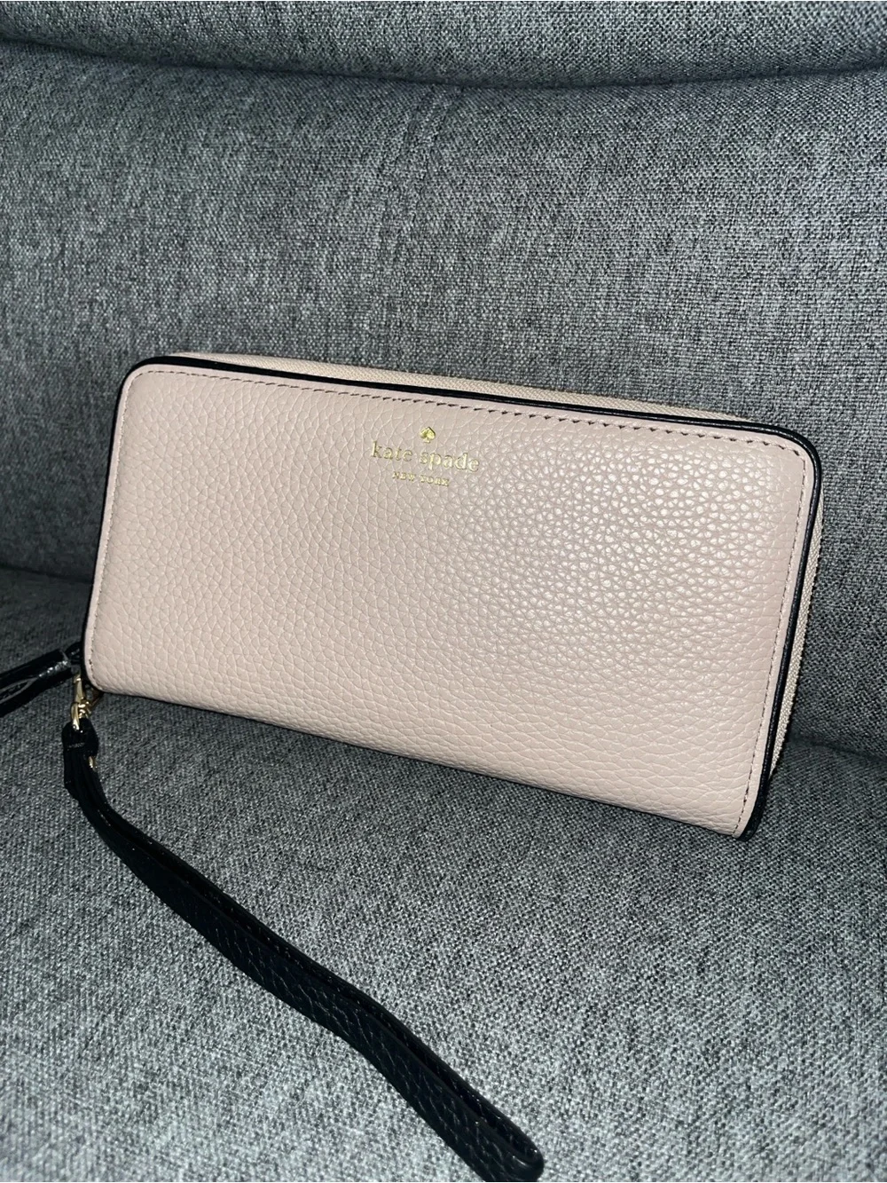 Kate Spade Beige Pebbled Leather Long Wallet